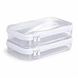 Maple & Lark Bliss Bins - Hard Sided Clear Zipper Case for Storage - Professional-Grade Plastic Clear Zipper Pencil Case, Toiletry Pouch, Travel Organizer, Cosmetic Bag, Toy Storage Bins (2 Pack, S)