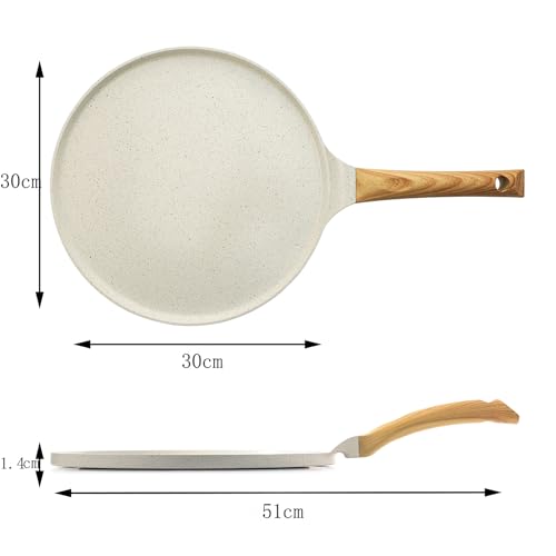 SENSARTE Crepe Pfanne 30cm, Weiß Schweizer Keramikschicht Antihaftpfanne – Ansicht 4