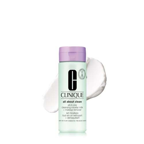 Clinique 3-Step All About Clean All-in-One Cleansing Micellar Milk + Makeup Remover With Glycerin + Vitamin E, 6.7 Fl Oz