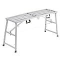 VEVOR Work Platform, 55"x 15" Portable Scaffolding Platform, Folding Steel Step Ladder Adjustable Height 27.5"-45.3", 800 lbs Load Capacity, Non-Slip Drywall Painting Stool for Cleaning &Washing