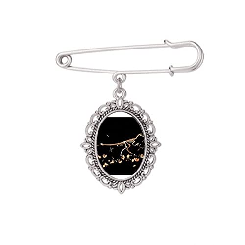 Petite broche dinosaure noire de finition soignée pour robe et vêtements M