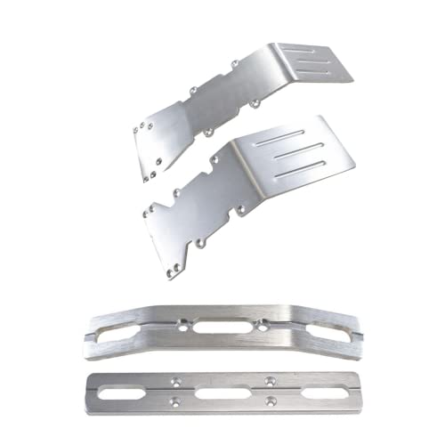 RC Raven RC Car Skid Plate for T-Maxx and E-maxx Brushed Aluminum Skid Plate Front and Rear with a Set of Brushed Aluminum Bumper Set- RC Car Upgrade Parts