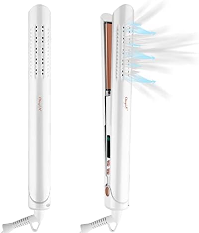 CkeyiN 360° Airflow Styler, Hair Straightener and Curler 2 in 1 Tourmaline Ceramics Flat Iron Hair Curler with Cooling Air Vents, 3D Floating Plates, LCD Display, 4-Speed Temperature