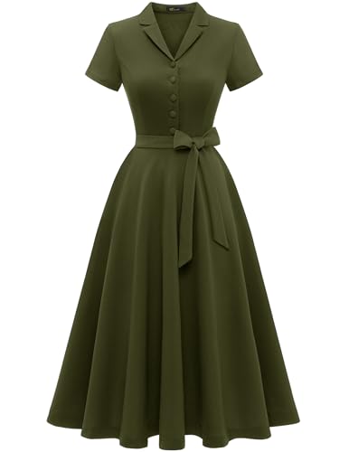 Image of Wedtrend Women's Vintage Tea Dress, Short Sleeve Cocktail Party Dress Work Church Casual Dress