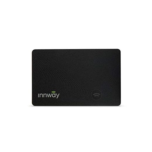 Innway Card - Ultra Thin Rechargeable Bluetooth Tracker Finder. Find Your Wallet, Bag, Backpack, Keys, Laptop, Tablet (Black)