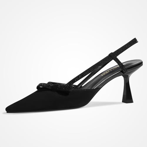 Image of Women's pumps Kitten Heels Closed Toe Rhinestone Slingback Pointed Toe