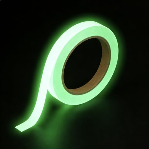 Ruban Autocollant Fluorescent 8 H, Ruban Adhésif Phosphorescent 10Mx1CM, Bande Autocollante Lumineuse Vert Brillant, Imperméable, Amovible pour Marquage de Sécurité...