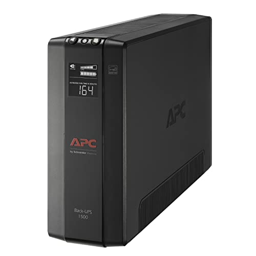 APC 1500VA UPS Battery Backup & Surge Protector, BX1500MR Backup Battery Power Supply with AVR, Dataline Protection (Renewed)