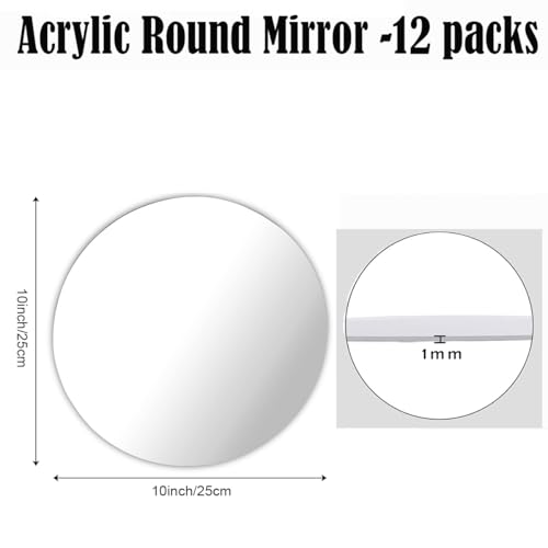 Image of 12PCS Round Mirror Centerpieces for Tables Decorations, 10 inch Acrylic Mirror Trays Plates for Centerpieces, Circle Mirror for Candle Plates Mirrors for Table Centerpieces Wedding Decorations