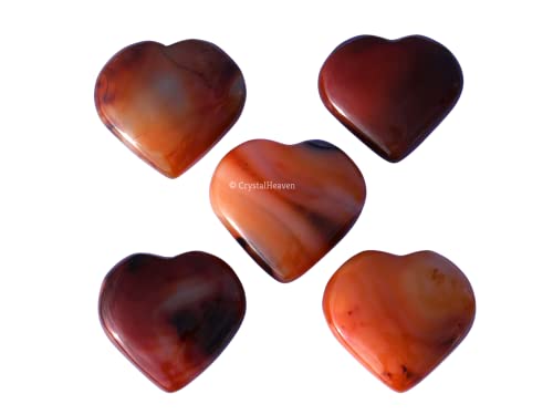 Image of Crystal Heaven Carnelian Crystal Heart Palm Pebbles Stones For Anxiety Stress Relief Massage - Aaa Grade Original Healing Gemstone Agate Heart Palm Stone For Yoga Meditation Spiritual