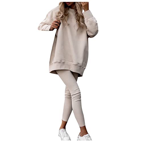 Womens Fashion Sweatsuits Two Piece Outfits Oversized Pullover Sweatshirts & Leggings Lounge Matching Sets