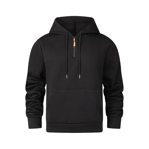 Activewear Para Hombre Sudadera Estilo Americano|Hombres Invierno Plus Terciopelo Grueso Cálido a Prueba de Frío Heavy Sudadera Jersey Chaqueta de Punto para Adolescentes Chaqueta Bomber, Negro , M