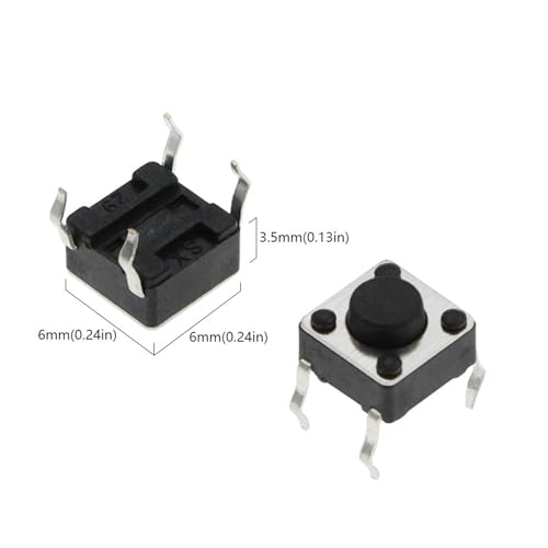 Interruptor de botón 6x6x25mm con pulsación precisa de 4 pines para paneles profundos 5