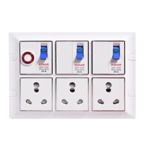 Image of ELEGANT CASA 16 Amp Heavy Duty Extension Board Box with MCB Protection (Without Cable Cord) | 2500W Multi-Plug Socket Power Strip with Free PCT Connector for DIY Custom Wiring (White)