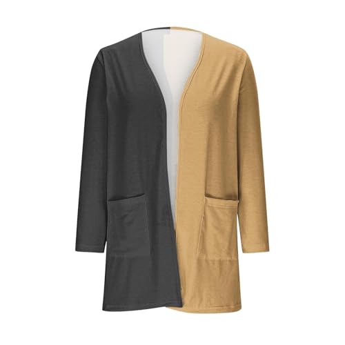 Color Block Cardigans for Girls Kids Open Front Long Sleeve Cardigan Sweater Coats Fall Tops with Pockets 5-14 Years4