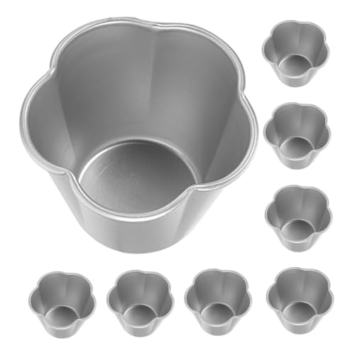 Cabilock 8 Piezas Moldes para Hornear de Aluminio Moldes Individuales Antiadherentes para Magdalenas Cupcakes y Compacto para Postres Caseros