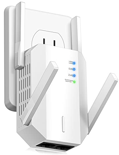 flvowin 2022 All-New WiFi Extender Internet Signal Booster up to 6000 sq.ft, Wireless Repeater Booster, Amplifier with Ethernet Port, 1-Key Setup, Long Range for Home, 35 Devices