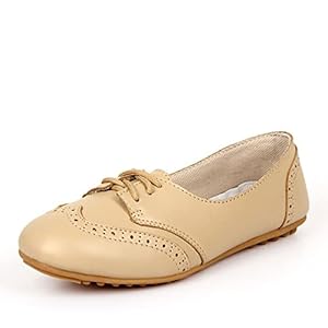 BEDEN Oxford schoenen voor dames schoenen dames flats dames comfortabele schoenen mode veterschoenen vrouwen casual flats vrouwelijke schoenen voor lente herfst (kleur: beige, maat: 6,5 UK)