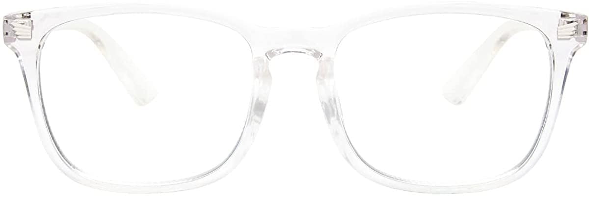 MIK Gaming Filter Transparent Square Eyeglasses for Eye Protection Men Women, Computer/Tablet/Laptop/Mobile/TV, Anti-blue & Anti eyestrain (Clear White)