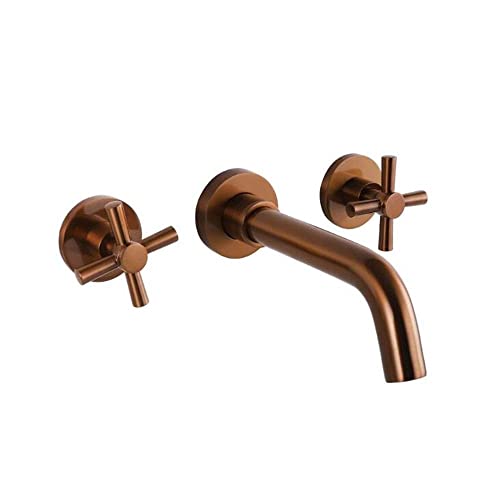Robinet de salle de bain mural or rose mélangeur lavabo double commande