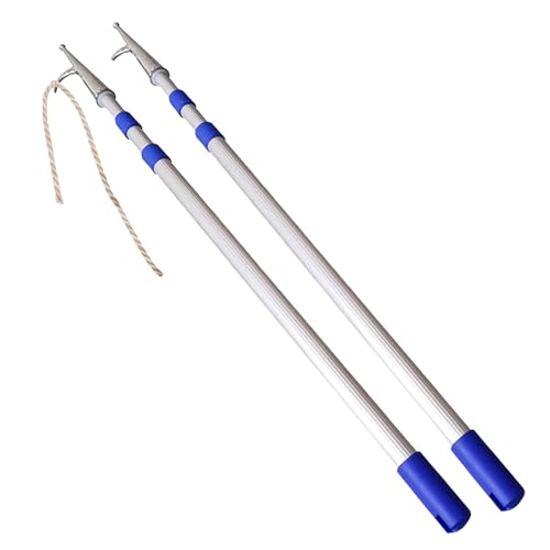 Gancho de aluminio para barco 2 piezas con gancho de acero inoxidable telescópico de 200CM