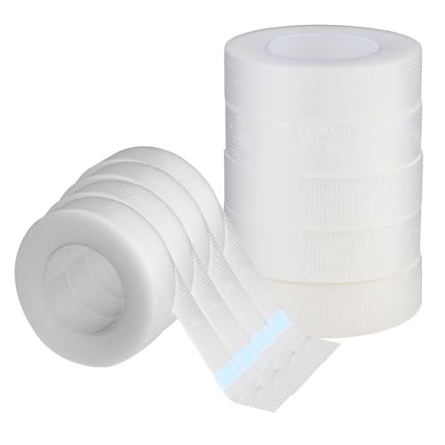 9 rollos de cinta aislante para extensiones de pestañas - Cinta blanca microporosa de 12mm para aislamiento y levantamiento - 81m en total - Profesional para artistas de pestañas y esteticistas - Hipo