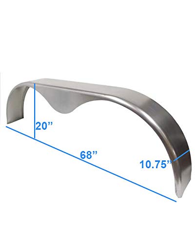 68x10-3/4 Smooth Aluminum Tandem-Axle Teardrop Trailer Fenders - One Piece