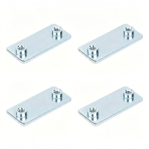 Galvanized Iron Welding Baseplate - Industrial Rectangular Dual-Threaded Mounting Base for Hydraulic Pipe Clamps, Heavy Machinery & Steel Engineering (4 Pack) (3 3/8 × 1 3/16 × 1/8 in)