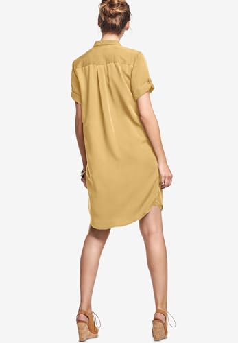 ellos Plus Size Button Front Linen Shirtdress4