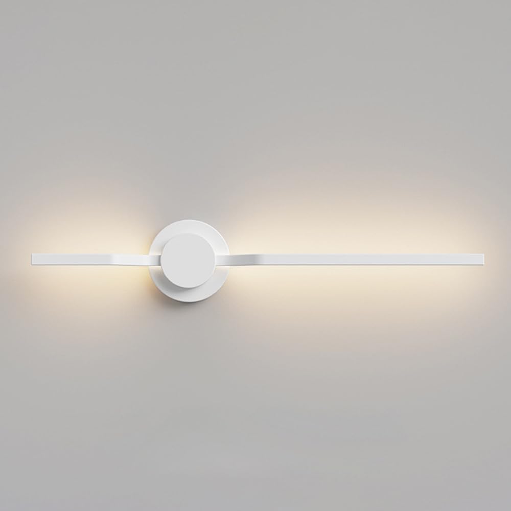 Aplique de pared lineal blanco minimalista con iluminación LED y pantalla acrílica