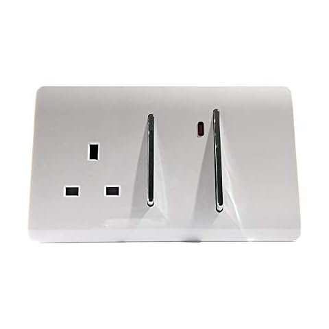 Trendi ART-WHS213WH Artistic Modern 45 A Cooker Switch Inc Plug Socket & Neon Insert White Cover