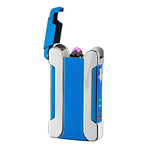 BABOBIU USB Rechargeable Electric Lighter, Windproof Plasma Arc Lighter with Romantic Projection Light, Portable Vintage Design, Ideal Gift for Him or Her (Blue)