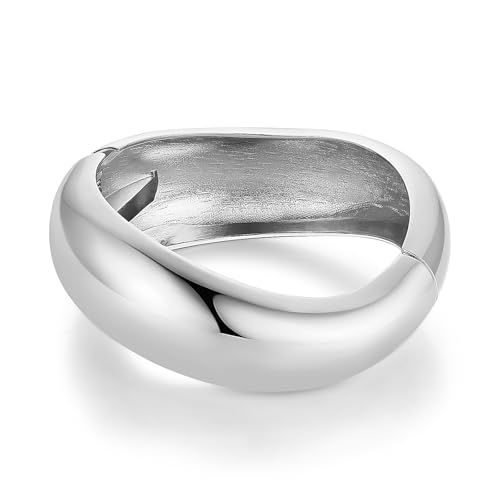 HZMAN Chunky Silver/Gold Bracelets for Women Thick Wide Bangle Bracelet Irregular Open Hinge Wrist Cuff Bracelet Jewelry Gift