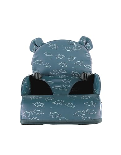 NOUKIE'S - Rehausseur Bleu Bébé de 9 mois à 3 ans Chaise Enfant avec Dossier et Coussin- Léger, Pliable et Nomade - Harnais, Sécurité - Imperméable, Déhoussable...