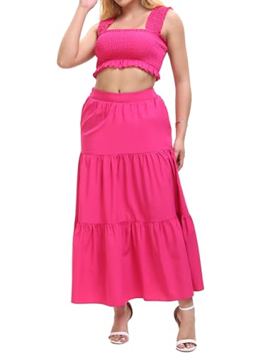 Image of Women's 2 Piece Beach Skirts Sexy Party Dress Crop Top and Long Skirt Sets