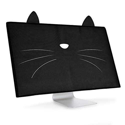 Hülle kompatibel mit Apple iMac 27" / iMac Pro 27" - PC Bildschirm Schutzhülle - Computer Cover Case Katze MIAU Weiß Schwarz