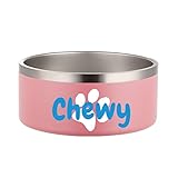 JMIPET Personalized Dog Bowls Stainless Steel Small Medium Large Dog Water Food Bowl Cat Food Bowls for Indoor Cats Custom Puppy Bowls Cute Pet Dishes Bottom Non-Slip (Pink)