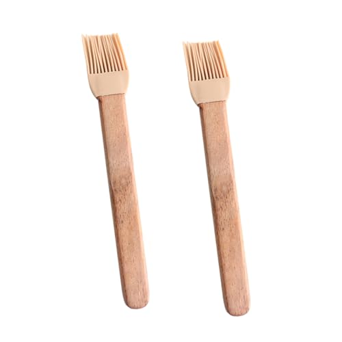 MOTHNUR 2 piezas Brocha para Barbacoa y Hornear Silicona con Mango de Madera Ergonómico de Cerdas Flexibles y Resistente al para Cocina Precisa y Duradera