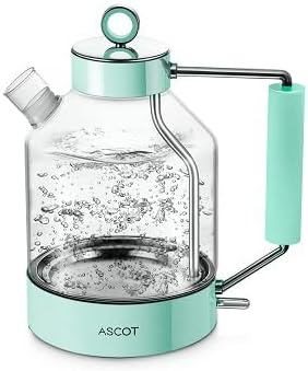 ASCOT Electric Kettle, Glass Electric Tea Kettle Gifts for Men/Women/Family 1.5L 1500W Borosilicate Glass Tea Heater, with Auto Shut-Off and Boil-Dry Protection