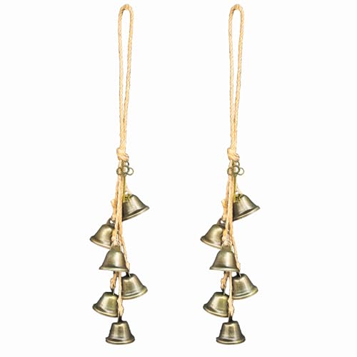 Christmas Bells for Decoration Vintage Bells with Hanging Rope Decorative Bell for Garland Wreaths Door Home Decor Christmas Tree (Key)