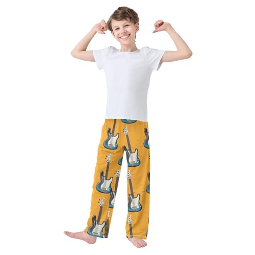 Bass Guitar Boys Pants Boys Athletic Pants Long Pant for Boywith Pockets Wide-Leg Size 6-14Y3