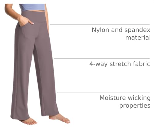 Image of BUBBLELIME Women High Waist Wide Legs Yoga Pants Loose Sweatpants Pockets | 29 inch /31 inch /33 inch /35 inch /37 inchInseam,2 Styles / Dress /Basic,Lounge,Comfy,Stretch Casual Work