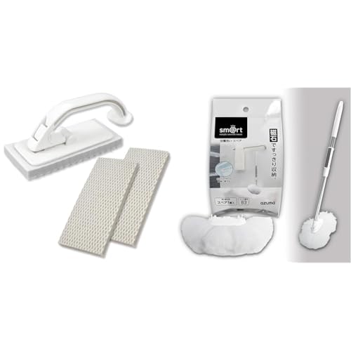 【セット買い】アズマ工業(Azuma Industrial) スマート 浴室床洗い 本体+スペア2個セット マグネット収納 水を濡らしてこするだけ 磁石でくっつく ピンク汚れ お風呂の床 凹凸床 お風呂用ブラシスポ sm@rt779 sm@rt-SQA88