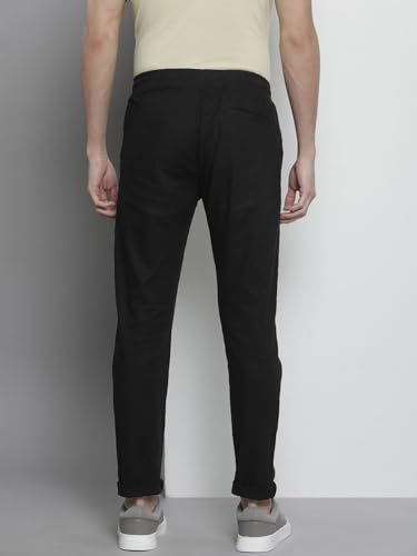 Image of The Indian Garage Co Men Slim Fit Solid Mid-Rise Elasticated Linen Jogger Trouser