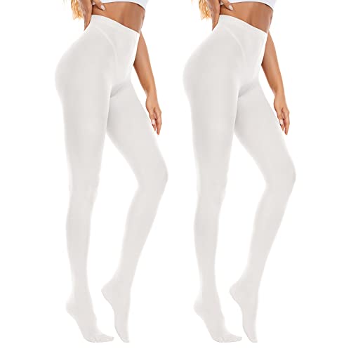 Image of American Trends Tights for Women, 80D Semi Opaque High Waisted Pantyhose, Footed Run Resistant Dance Tights Stockings