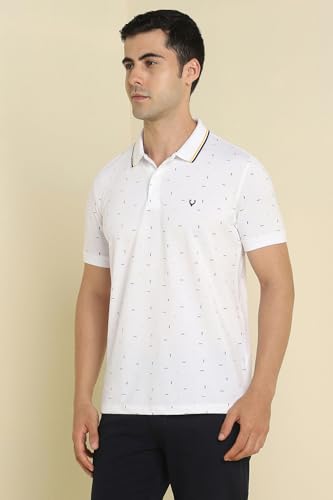 Image of Allen Solly Men's Polo T-Shirt | Polycotton Blend | Color-Block Print | Regular Fit | Smart Casual Wear