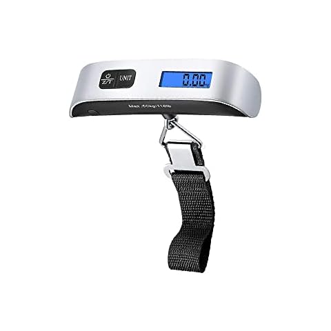 Luggage Scale, Portable Digital Suitcase Weight Scale, 50KG/110LB Electronic Travel Scale with Battery, Backlight Display (Silver) Cover