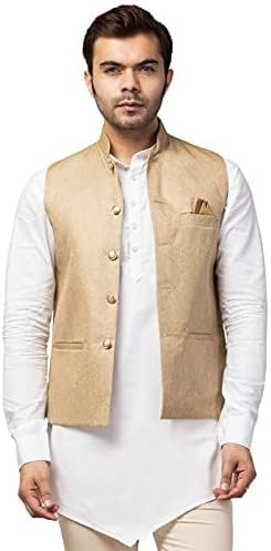 Men's Traditional Cotton Blend Solid Nehru Jacket/Waistcoat Jacket