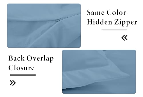 Image of ROYALE LINENS Lake Blue Duvet Cover Queen Size - 3 Piece Bedding Comforter Covers - Zipper Closure - 1 Queen Duvet Cover 90x90 inches and 2 Pillow Shams - No Comforter Included