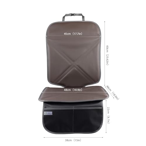 Viaviat Car Seat Protector Leather Waterproof Child Safety Seat Protector Cover with Thick Pad and 2 Large Pockets Durable Kick Mat for All Auto Seat